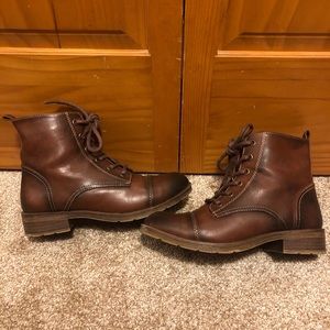 X-appeal Brown Leather Lace-up Boots